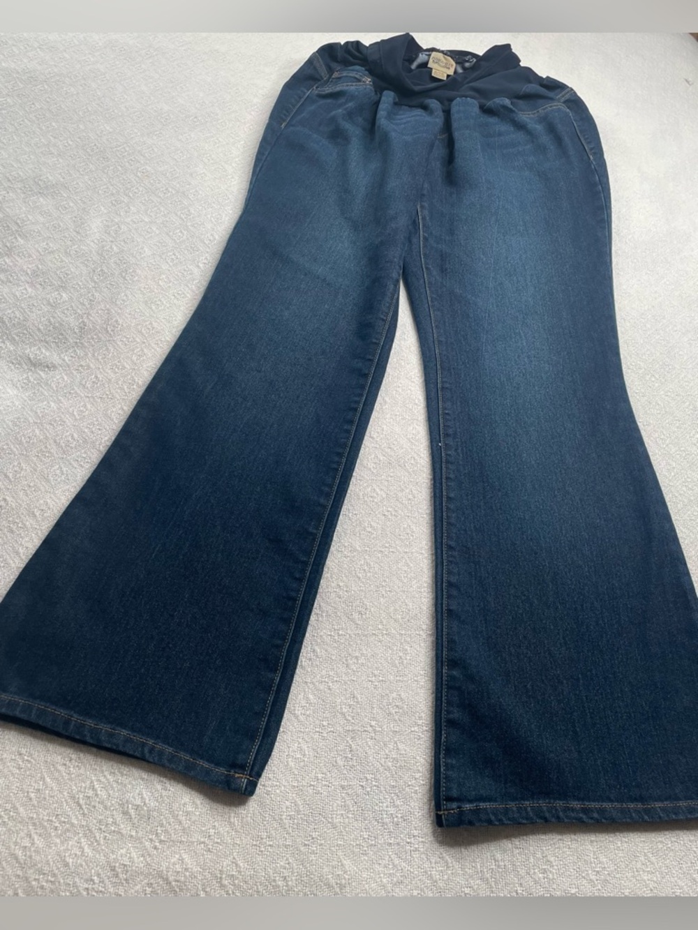 Indigo Blue Dark Denim‎ Wide-Leg Jeans Maternity ~ Size XL
